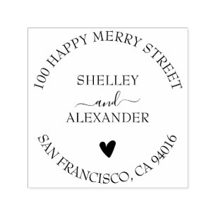 Carimbo Auto Entintado Endereço de Devolução de Dois Nomes do Coração Ele