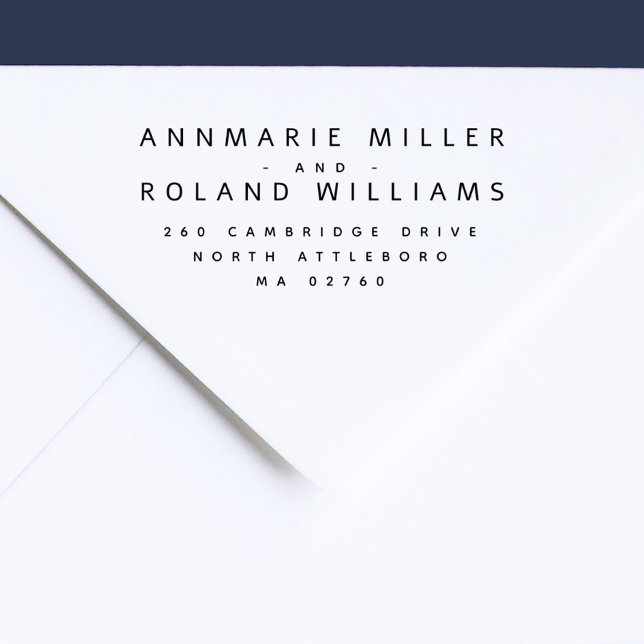 Carimbo Auto Entintado Endereço de devolução de dois Sobrenomes modernos  (Modern Minimalist Two Last Names Elegant Return Address Stamp for married or unmarried couple)