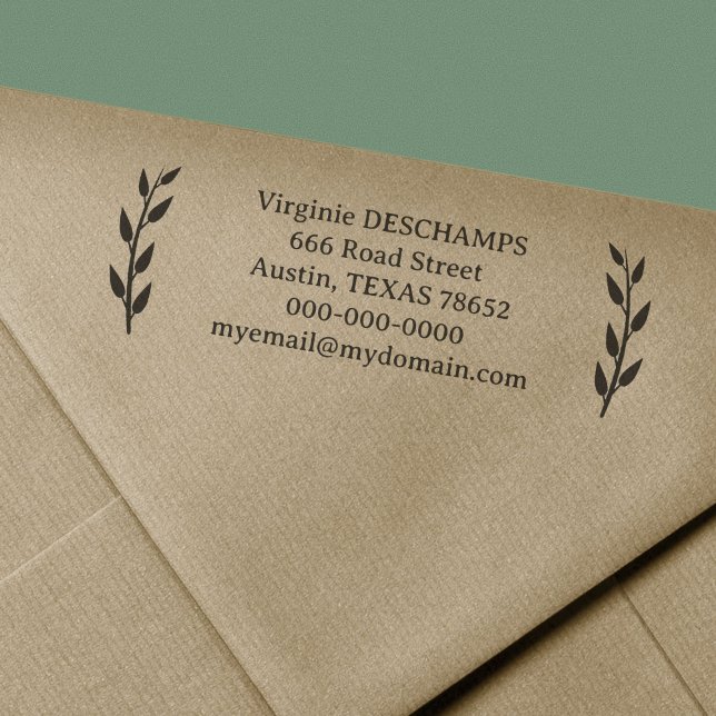 Carimbo Auto Entintado Endereço de Devolução de Folhas Russas (Rustic Leaves Return Address Self-inking Stamp)