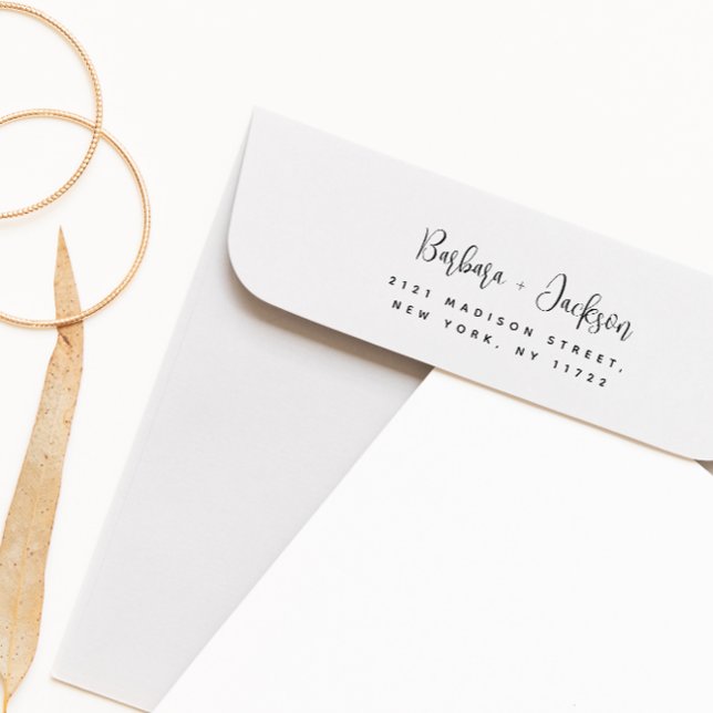 Carimbo Auto Entintado Endereço de Devolução de Na moda de Script Moderno (Criador carregado)