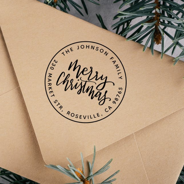 Carimbo Auto Entintado Endereço de devolução de Natal Merry-Round para Sc (Rubber Stamp Mock-up)