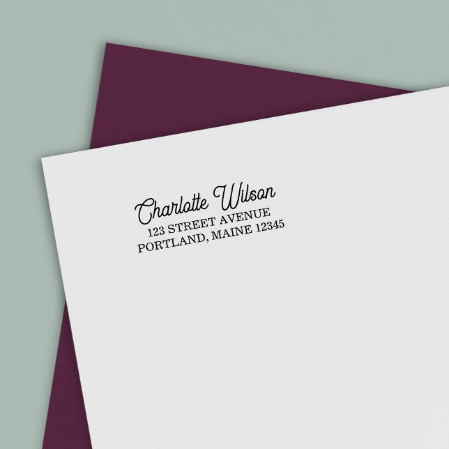 Carimbo Auto Entintado Endereço de Devolução de Nome Cursivo Serif & Clas (Criador carregado)