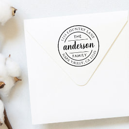 Carimbo Auto Entintado Endereço de Devolução de Nome da Família de Script