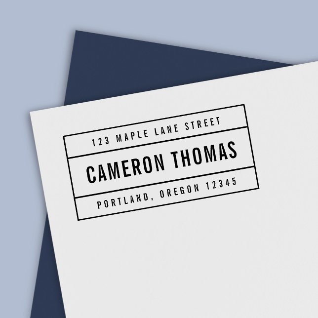 Carimbo Auto Entintado Endereço de Devolução de Nome de Negrito com Borda (Criador carregado)