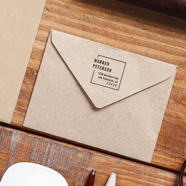 Carimbo Auto Entintado Endereço de devolução de nome profissional geométr (Criador carregado)