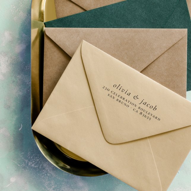 Carimbo Auto Entintado Endereço de devolução de nomes de Casais elegantes (Criador carregado)