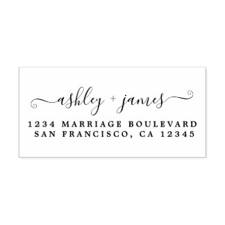 Carimbo Auto Entintado Endereço de Devolução de Nomes de Script Elegante