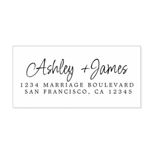Carimbo Auto Entintado Endereço de Devolução de Nomes de Script Elegante