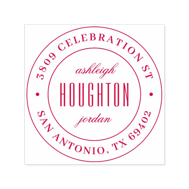 Carimbo Auto Entintado Endereço de Devolução de Nomes de Script Round Clá (Design)