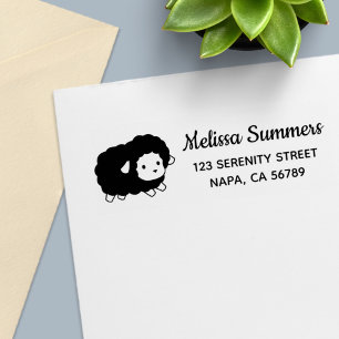 Carimbo Auto Entintado Endereço de Devolução de Ovelha Preta Fofa