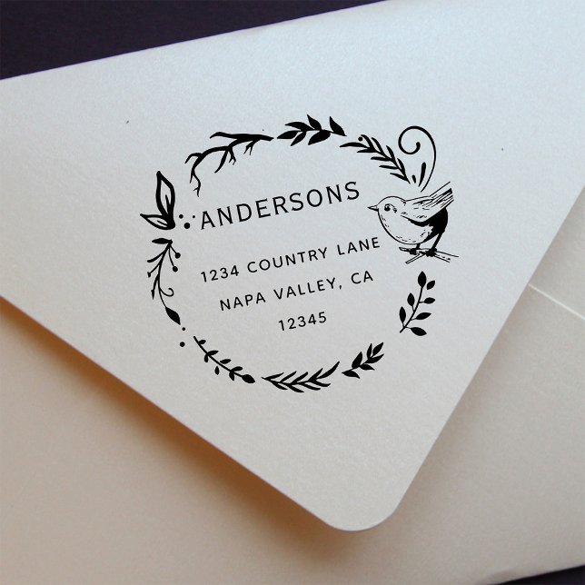 Carimbo Auto Entintado Endereço de Devolução de Pássaros & Botânicos (Criador carregado)