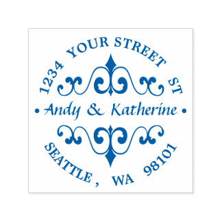 Carimbo Auto Entintado Endereço de devolução de rolagem antiga arredondad