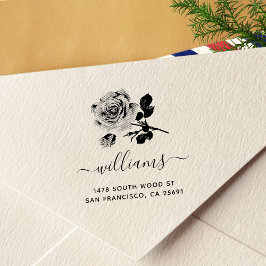 Carimbo Auto Entintado Endereço de devolução de rosa Calligrafia