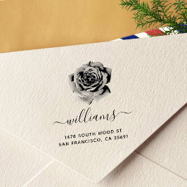 Carimbo Auto Entintado Endereço de devolução de rosa Calliografia 04