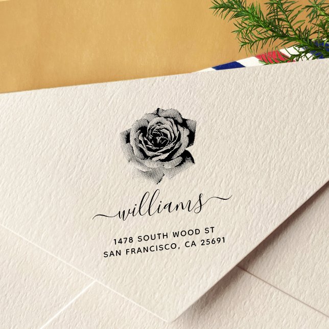 Carimbo Auto Entintado Endereço de devolução de rosa Calliografia 04 (Criador carregado)