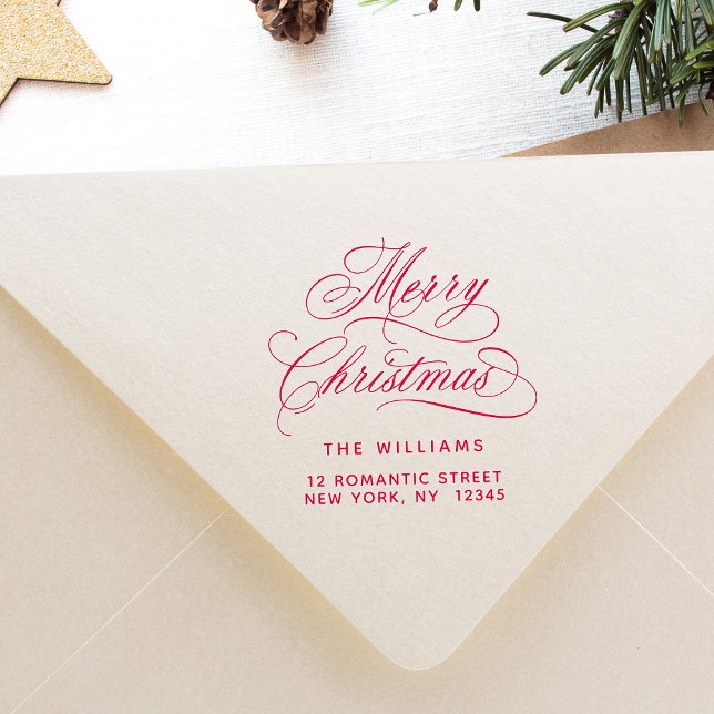 Carimbo Auto Entintado Endereço de devolução de roteiro de Natal romântic (Criador carregado)