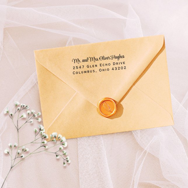 Carimbo Auto Entintado Endereço de Devolução de Script de Alto Estilo (Stylish, time saving address stamp)