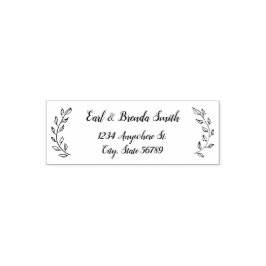 Carimbo Auto Entintado Endereço de Devolução de Script de Borda Botânica