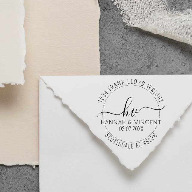 Carimbo Auto Entintado Endereço de Devolução de Script de Caligrafia de M (Criador carregado)