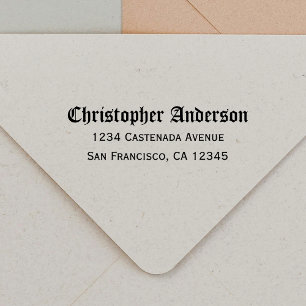 Carimbo Auto Entintado Endereço de Devolução de Script de Caligrafia Góti