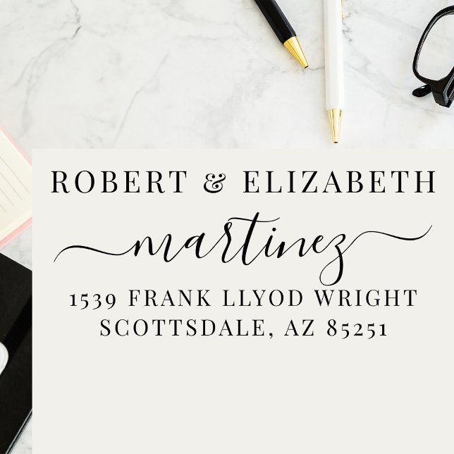 Carimbo Auto Entintado Endereço de Devolução de Script de Caligrafia Simp (Criador carregado)