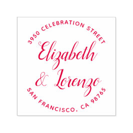 Carimbo Auto Entintado Endereço de Devolução de Script de Casamento Arred