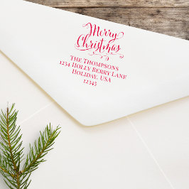 Carimbo Auto Entintado Endereço de Devolução de Script de Natal Merry Per