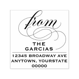 Carimbo Auto Entintado Endereço de Devolução de Script Flourish Elegante