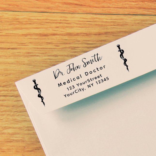 Carimbo Auto Entintado Endereço de Devolução de Script Moderno do Asclepi (Criador carregado)