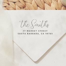 Carimbo Auto Entintado Endereço de Devolução de Script Simples Moderno