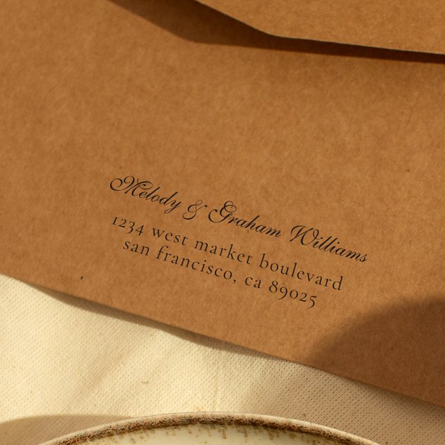 Carimbo Auto Entintado Endereço de devolução de script simples personaliz (Rubber Stamp Mock-up)