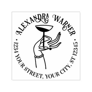 Carimbo Auto Entintado Endereço de devolução de vidro para a mão de Lady 