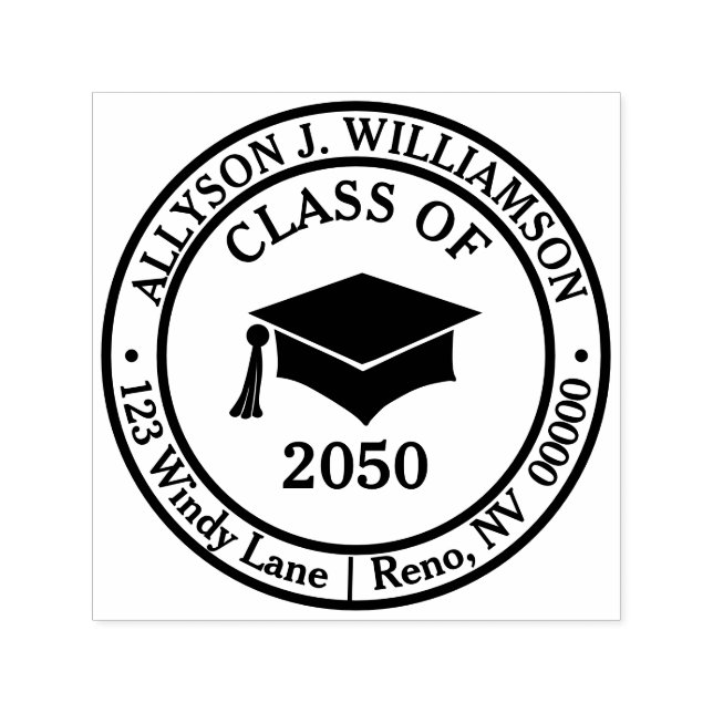 Carimbo Auto Entintado Endereço de Devolução do Ano do Boné de Formando E (Design)