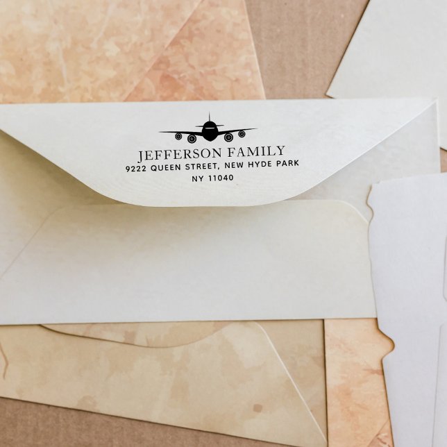 Carimbo Auto Entintado Endereço de devolução do avião Elegante (Criador carregado)