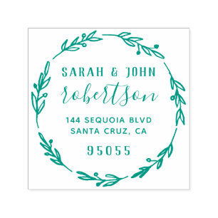 Carimbo Auto Entintado Endereço de devolução do Casal casado com a mão ru