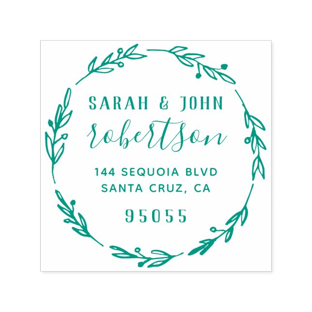 Carimbo Auto Entintado Endereço de devolução do Casal casado com a mão ru (Design)