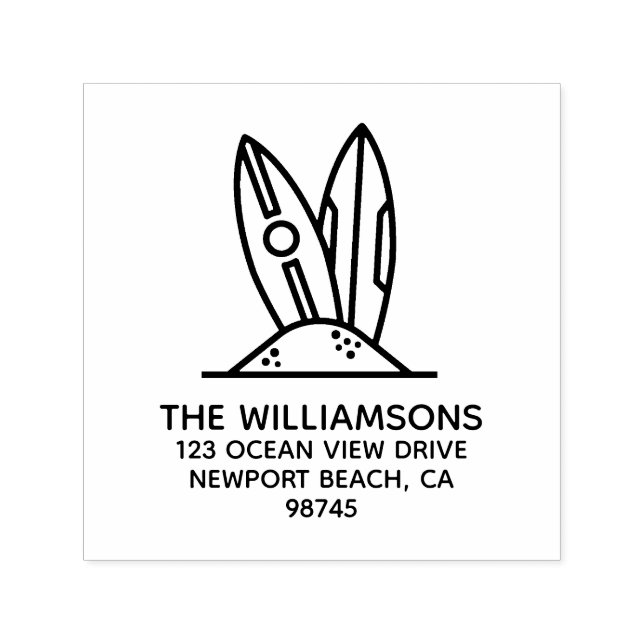 Carimbo Auto Entintado Endereço de devolução do Conselho do surf (Design)