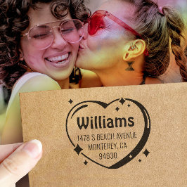 Carimbo Auto Entintado Endereço de devolução do Dia de os namorados Heart