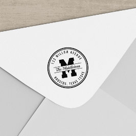 Carimbo Auto Entintado Endereço de devolução do estilo Varsity do Monogra