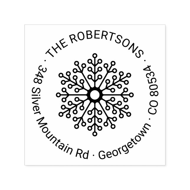 Carimbo Auto Entintado Endereço de devolução do Floco de Neve Floral de F (Design)