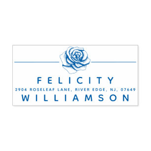 Carimbo Auto Entintado Endereço de devolução do Flor Floral Rosa Floral B