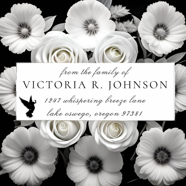 Carimbo Auto Entintado Endereço de devolução do Funeral da Família Dove (Criador carregado)