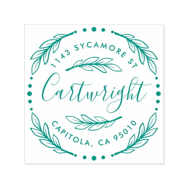 Carimbo Auto Entintado Endereço de devolução do Laurel Wreath Russo Perso (Design)