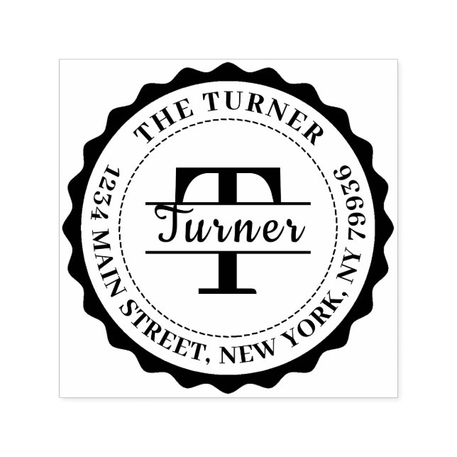 Carimbo Auto Entintado Endereço de devolução do Monograma (Design)