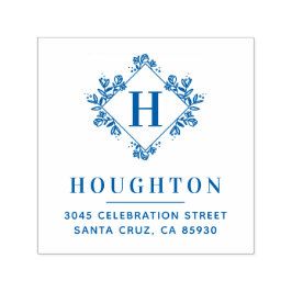 Carimbo Auto Entintado Endereço de devolução do monograma botânico clássi