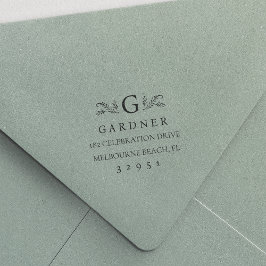 Carimbo Auto Entintado Endereço de devolução do monograma botânico Elegan