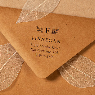 Carimbo Auto Entintado Endereço de devolução do monograma botânico russo