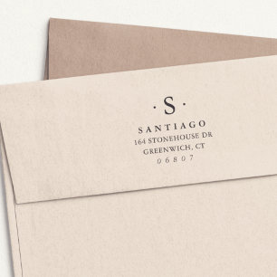 Carimbo Auto Entintado Endereço de devolução do monograma clássico simple