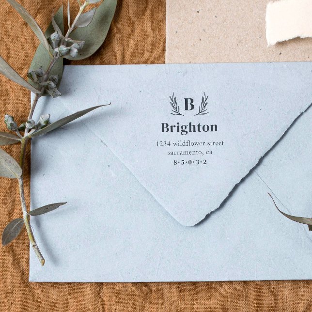 Carimbo Auto Entintado Endereço de devolução do Monograma da Família Rúst (Criador carregado)