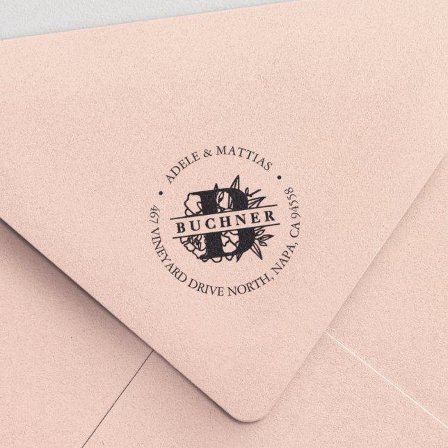 Carimbo Auto Entintado Endereço de devolução do Monograma do Jardim Secre (Criador carregado)